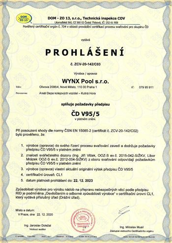 Welding certificate